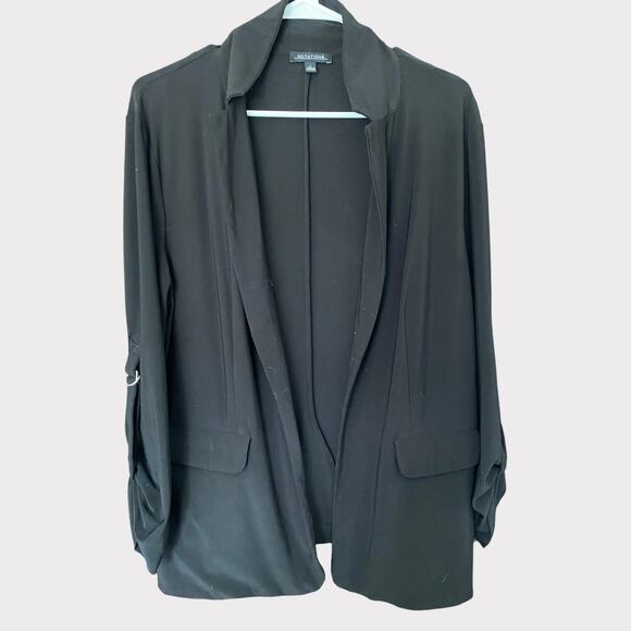 Notations Large Black Open Front Polyester Jacket - Picture 1 of 7